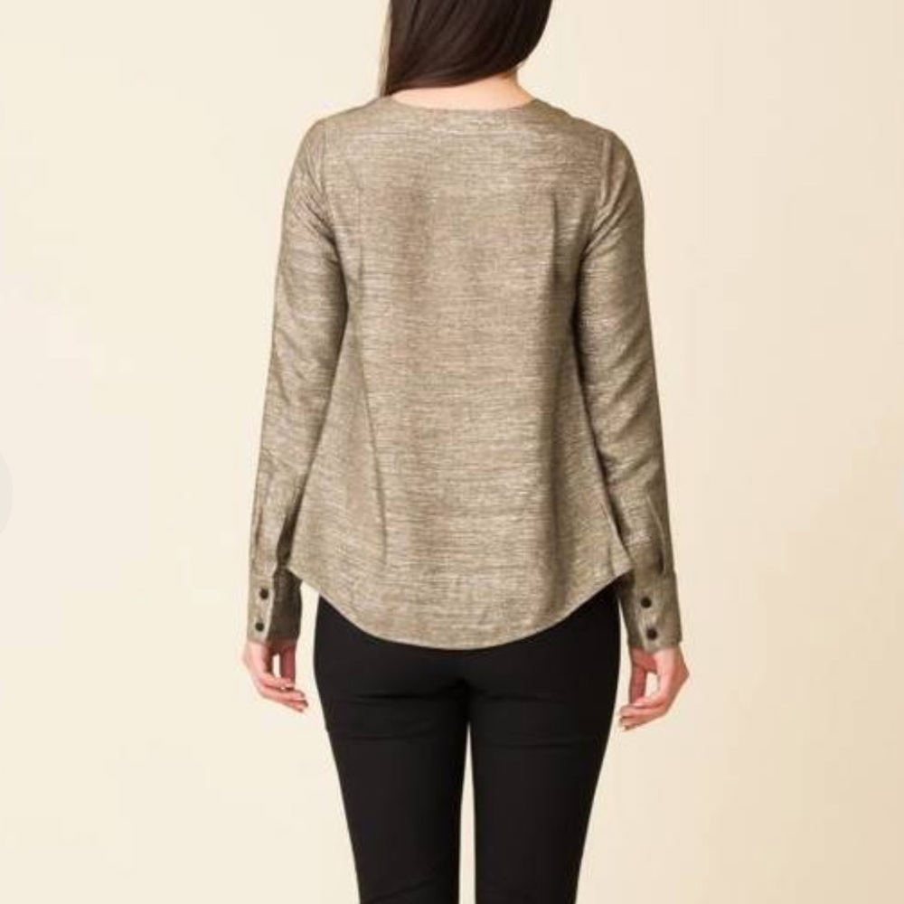 Derek Lam 10 Crosby Drape Front Metallic Blouse - Picture 4 of 9